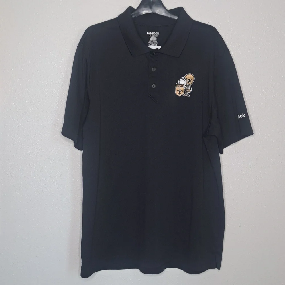 New Orleans Saints Reebok Black Polo Shirt Mens XL NFL - Picture 2 of 13